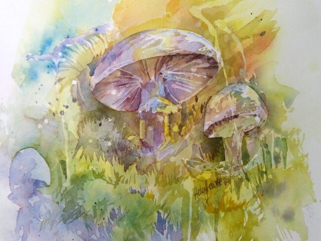 Mushroom magic watercolour painting
